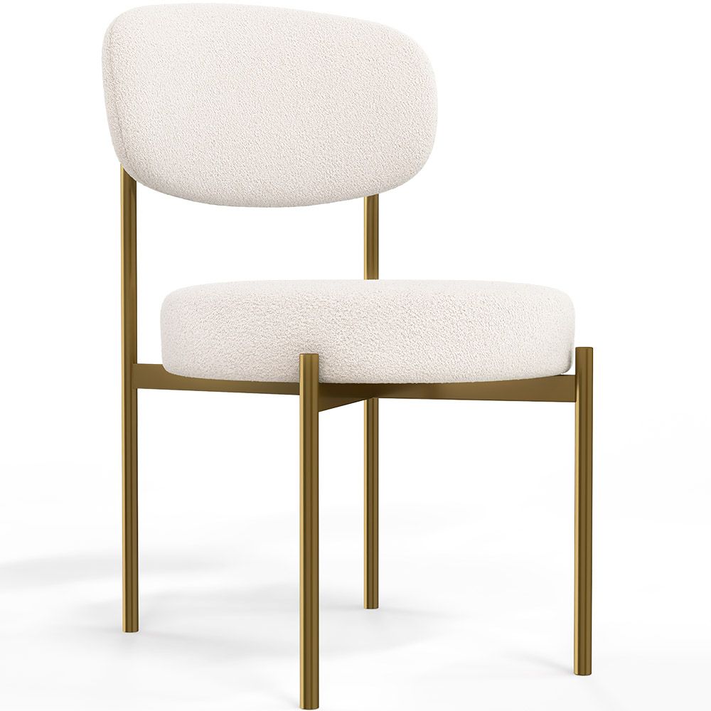  Buy Dining Chair - Upholstered in Bouclé Fabric - Ara White 61165 - in the EU