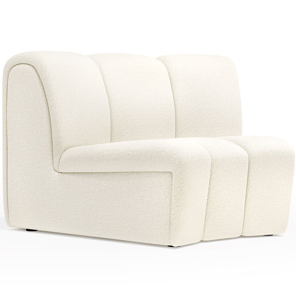  Buy Curved Module Sofa - Upholstered in Bouclé Fabric - Barkleyn White 61248 - in the EU