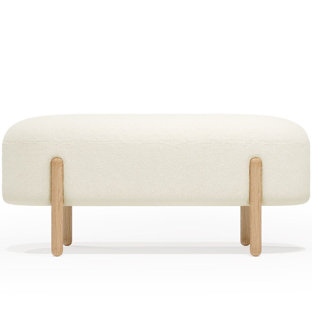 Buy Upholstered Bouclé Bench - Round White 61250 - in the EU