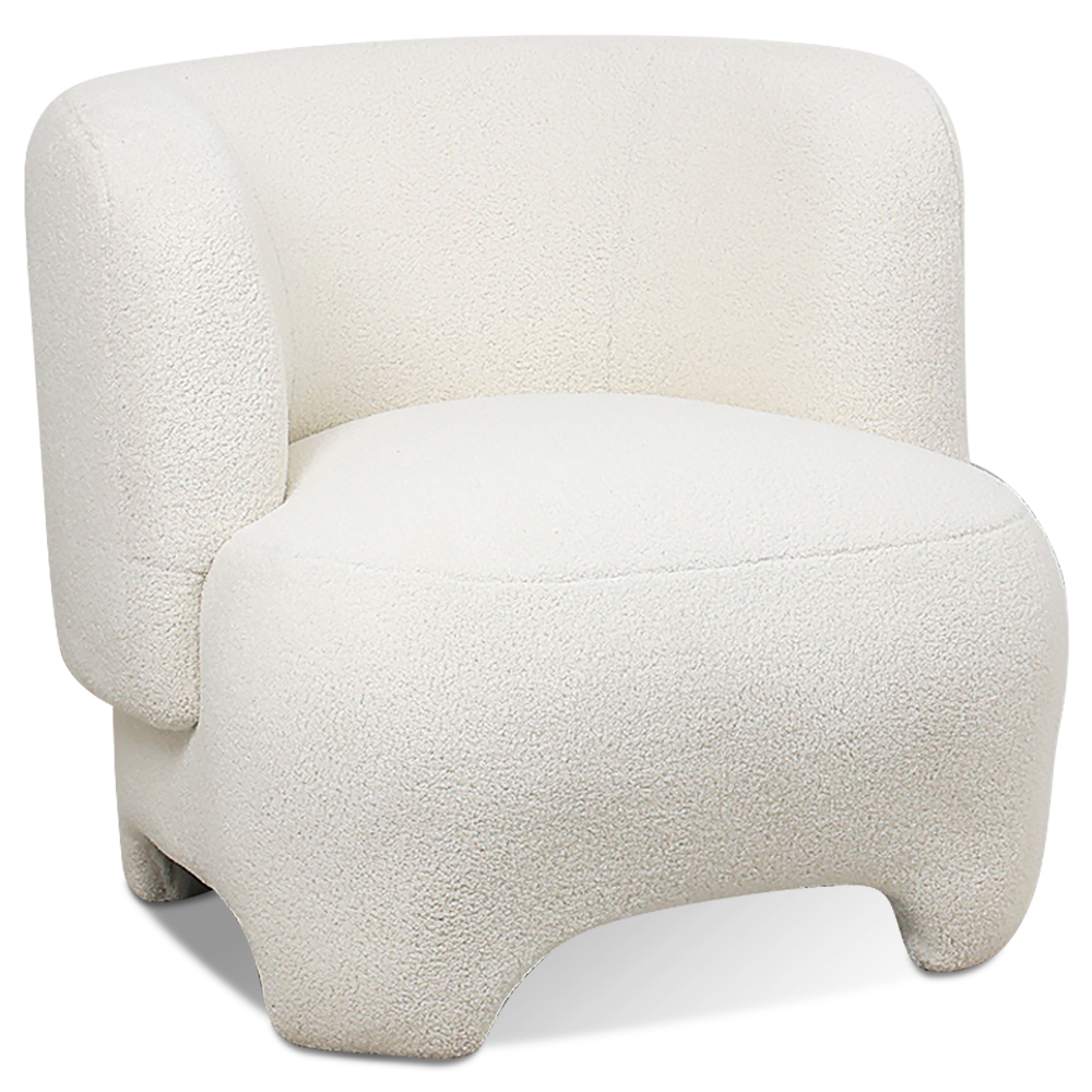  Buy  Upholstered Armchair - Bouclé Fabric Lounge Chair - Janko White 61296 - in the EU
