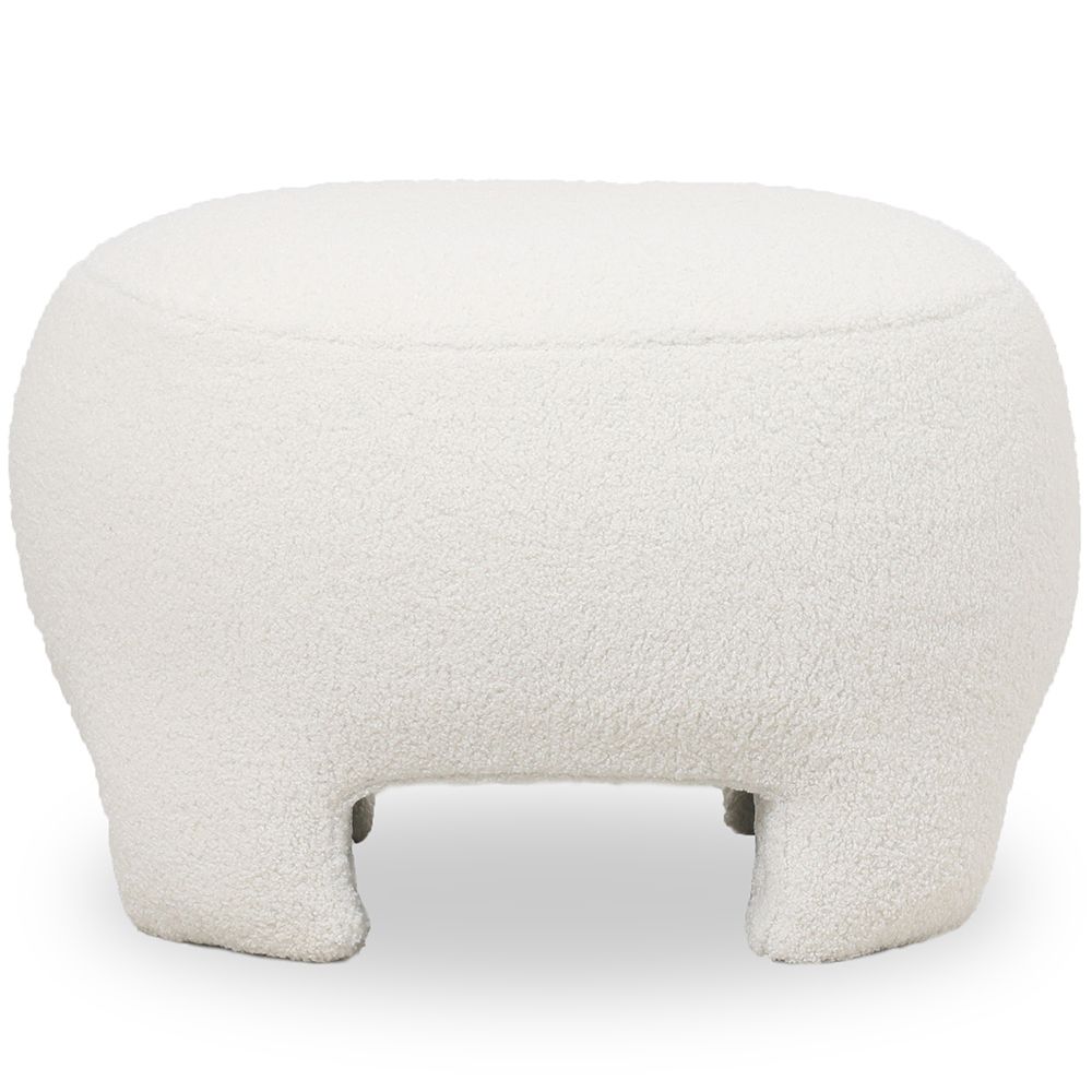  Buy Upholstered Ottoman - Pouf in Bouclé Fabric - Janko White 61305 - in the EU