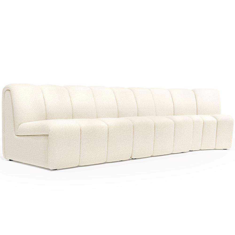  Buy Modular Sofa - Upholstered in Bouclé - 3 Modules - Barkleyn II White 61310 - in the EU