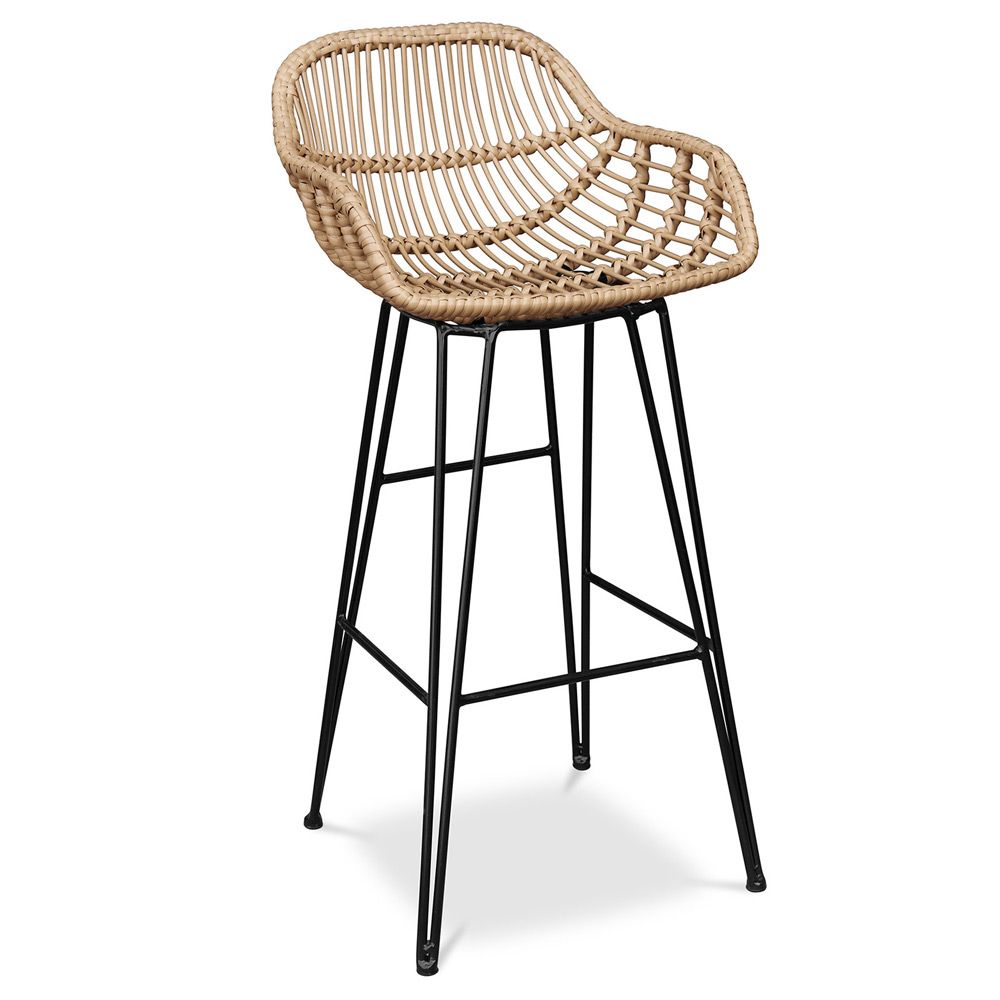  Buy Synthetic wicker bar stool - Magony Dark Brown 59256 - in the EU