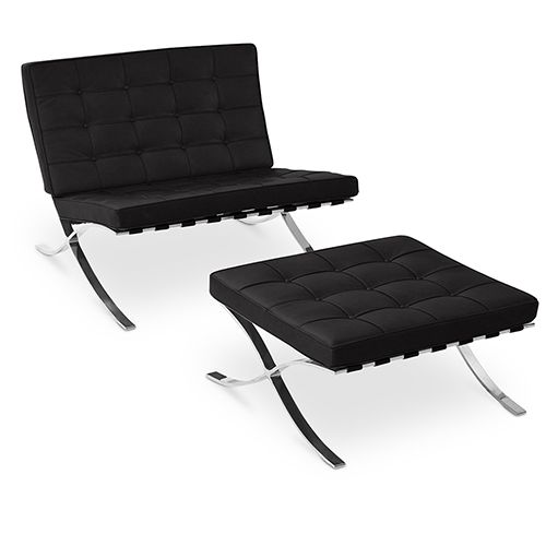  Buy City Armchair with Matching Ottoman - Faux Leather Black 13183 - in the EU