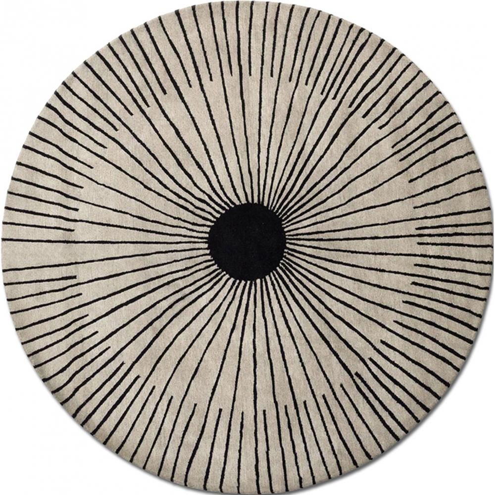 Buy Round Design Rug - Wool - Liris Beige / Black 21716 - in the EU