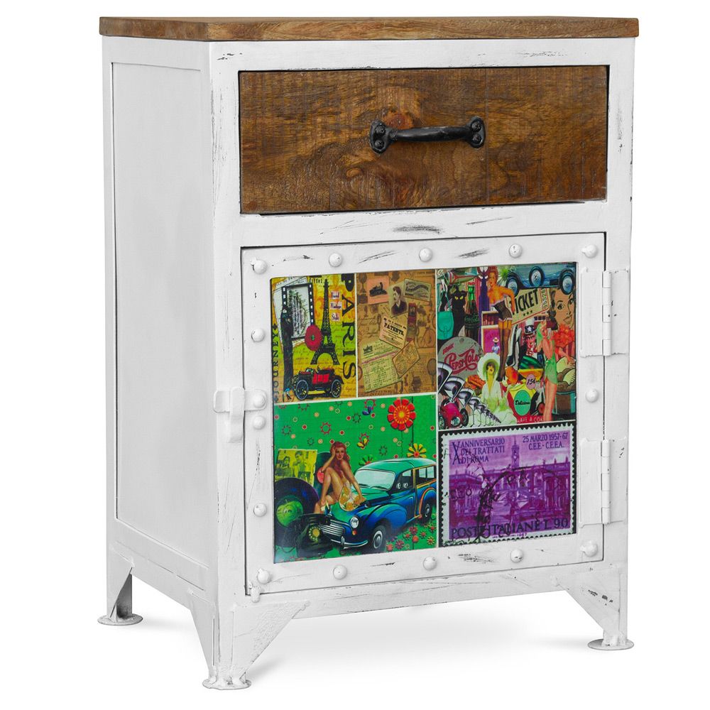  Buy Grange&Co Mango Bedside Table - Iron and Wood White 51299 - in the EU