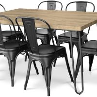 Hairpin 150x90 Dining Table + X6 Bistrot Metalix Chair Black 59922 photo 1 Buy Hairpin 150x90 Dining Table + X6 Bistrot Metalix Chair Black 59922 - in the EU