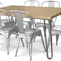 Hairpin 150x90 Dining Table + X6 Bistrot Metalix Chair Silver 59922 photo 2 Buy Hairpin 150x90 Dining Table + X6 Bistrot Metalix Chair Silver 59922 - prices
