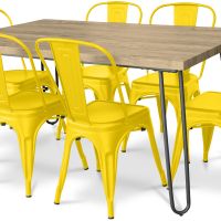 Hairpin 150x90 Dining Table + X6 Bistrot Metalix Chair Yellow 59922 photo 4 Buy Hairpin 150x90 Dining Table + X6 Bistrot Metalix Chair Yellow 59922 in the Europe