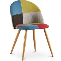 Buy Dining Chair Accent Patchwork Upholstered Scandi Retro Design Wooden Legs - Bennett Fiona Multicolour 59934 - in the EU