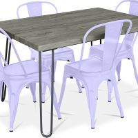 Grey Hairpin 120x90 Dining Table + X4 Bistrot Metalix Chair Lavander 59923 photo 6 Buy Grey Hairpin 120x90 Dining Table + X4 Bistrot Metalix Chair Lavander 59923 - in the EU