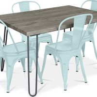 Grey Hairpin 120x90 Dining Table + X4 Bistrot Metalix Chair Pale Green 59923 photo 9 Buy Grey Hairpin 120x90 Dining Table + X4 Bistrot Metalix Chair Pale Green 59923 in the Europe