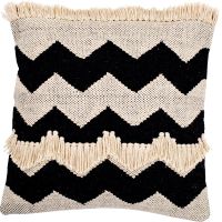 Square Cotton Cushion in Boho Bali Style cover + filling - Gwen White / Black 60182 photo 1 Buy Square Cotton Cushion in Boho Bali Style cover + filling - Gwen White / Black 60182 - in the EU