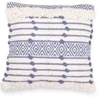 Square Cotton Cushion in Boho Bali Style cover + filling - Laurie Blue 60186 photo 1 Buy Square Cotton Cushion in Boho Bali Style cover + filling - Laurie Blue 60186 - in the EU