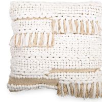 Square Recycled yarn Cushion in Boho Bali Style cover + filling - Chloe White 60214 photo 1 Buy Square Recycled yarn Cushion in Boho Bali Style cover + filling - Chloe White 60214 - in the EU