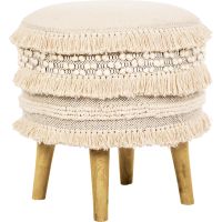 Pouffe Stool in Boho Bali Style, Wood and Cotton - Janice Bali White 60264 photo 1 Buy Pouffe Stool in Boho Bali Style, Wood and Cotton - Janice Bali White 60264 - in the EU