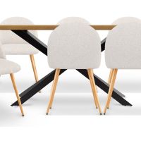 Pack Industrial Wooden Table (220cm) & 8 Bouclé Upholstered Chairs - Bennett White 60558 photo 1 Buy Pack Industrial Wooden Table (220cm) & 8 Bouclé Upholstered Chairs - Bennett White 60558 - in the EU