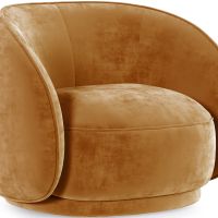 Curved Velvet Upholstered Armchair - William Mustard 60692 photo 1 Buy Curved Velvet Upholstered Armchair - William Mustard 60692 - in the EU