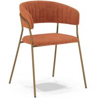 Dining chair - Upholstered in Velvet - Lona Reddish orange 61147 photo 2 Buy Dining chair - Upholstered in Velvet - Lona Reddish orange 61147 - prices