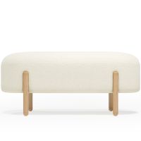 Upholstered Bouclé Bench - Round White 61250 photo 1 Buy Upholstered Bouclé Bench - Round White 61250 - in the EU