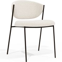 Dining chair - Upholstered in Bouclé Fabric - Black Metal - Vara White 61332 photo 1 Buy Dining chair - Upholstered in Bouclé Fabric - Black Metal - Vara White 61332 - in the EU