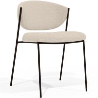 Dining chair - Upholstered in Bouclé Fabric - Black Metal - Vara Ivory 61332 photo 3 Buy Dining chair - Upholstered in Bouclé Fabric - Black Metal - Vara Ivory 61332 at MyFaktory