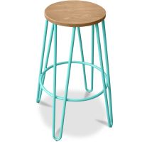 Hairpin Stool - 74cm - Light wood and metal Pastel green 59487 photo 5 Buy Hairpin Stool - 74cm - Light wood and metal Pastel green 59487 home delivery