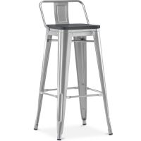 Bistrot Metalix style bar stool with small backrest - Metal and dark wood - 76 cm Steel 59693 photo 1 Buy Bistrot Metalix style bar stool with small backrest - Metal and dark wood - 76 cm Steel 59693 - in the EU