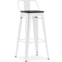Bistrot Metalix style bar stool with small backrest - Metal and dark wood - 76 cm White 59693 photo 2 Buy Bistrot Metalix style bar stool with small backrest - Metal and dark wood - 76 cm White 59693 - prices