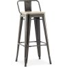 Buy Bistrot Metalix style bar stool with small backrest - 76 cm - Metal and Light Wood Pastel orange 59694 - in the EU