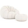 Buy Upholstered Armchair with Ottoman - White Boucle - Calera White 60542 - in the EU