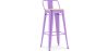 Buy Bistrot Metalix style bar stool with small backrest - 76 cm - Metal and Light Wood Light Purple 59694 - in the EU