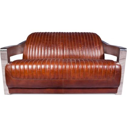Buy Design Sofa Churchill Lounge - 2 places - Premium Leather & Stainless Steel Vintage brown 48369 home delivery 