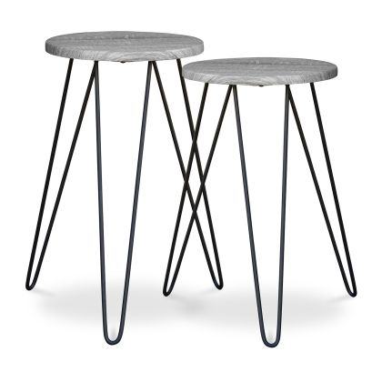 Buy X2 industrial auxiliary tables with Hairpin legs - Wood and metal Grey 59463 with a guarantee 