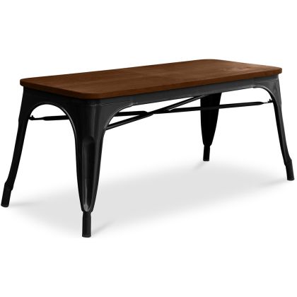 Buy Bistrot Metalix Bench Industrial Style - Dark Wood Black 58436 - in the EU 