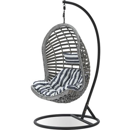 Buy Hanging Garden Chair Rattan Synthetic Design Boho Bali Egg Style - Etania Grey 60017 with a guarantee 