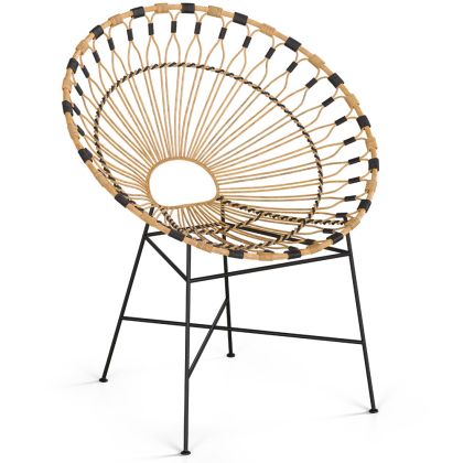 Buy Round Synthetic Rattan Outdoor Chair - Boho Bali Design - Monai Natural 60541 at MyFaktory 