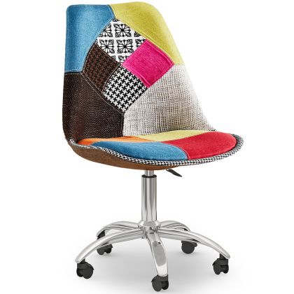 Buy Swivel Office Chair - Patchwork Upholstery - Simona  Multicolour 60621 - in the EU 