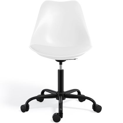 Buy Swivel Office Chair Tulip with Wheels - Black Frame White 61270 - in the EU 