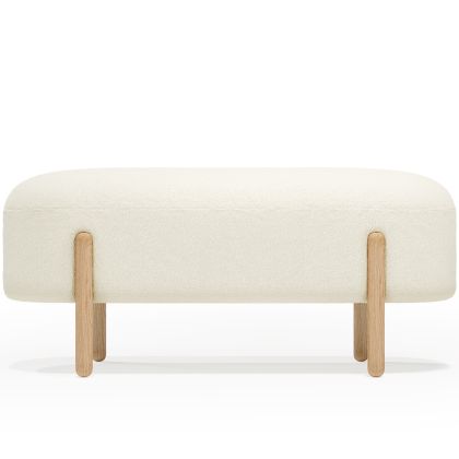 Buy Upholstered Bouclé Bench - Round White 61250 in the Europe