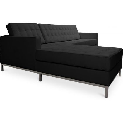 Buy Design Corner Sofa Kanel - Left Angle - Premium Leather Black 15186 with a guarantee 