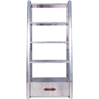 Buy Metal Shelf with Drawer - Aviator Style - 4 Shelves - Zack Metallic light grey 48356 home delivery 