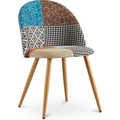 Buy Dining Chair Accent Patchwork Upholstered Scandi Retro Design Wooden Legs - Bennett Amy Multicolour 59933 at MyFaktory
