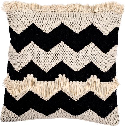 Buy Square Cotton Cushion in Boho Bali Style cover + filling - Gwen White / Black 60182 at MyFaktory