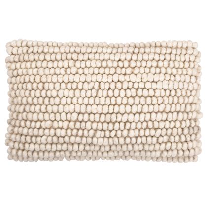 Buy Rectangular Cushion in Boho Bali Style, Wool cover + filling - Samantha White 60196 in the Europe