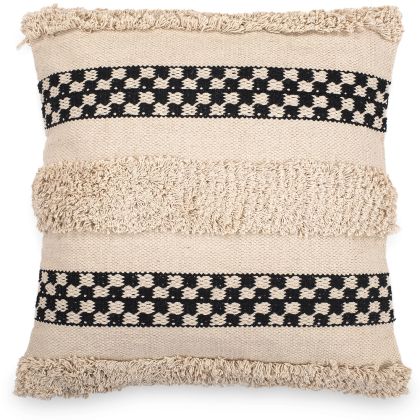 Buy Square Cotton Cushion in Boho Bali Style cover + filling - Sefra Black 60200 at MyFaktory
