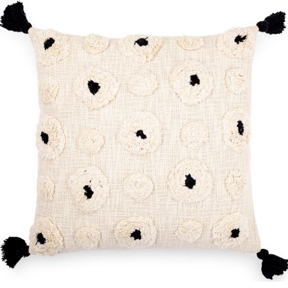 Buy Square Cotton Cushion in Boho Bali Style cover + filling - Clara Black 60223 in the Europe