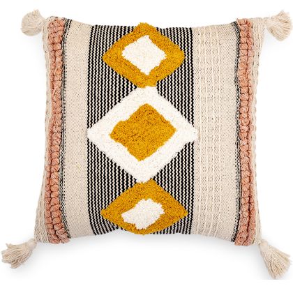 Buy Square Cotton Cushion in Boho Bali Style cover + filling - Lucy Multicolour 60225 home delivery