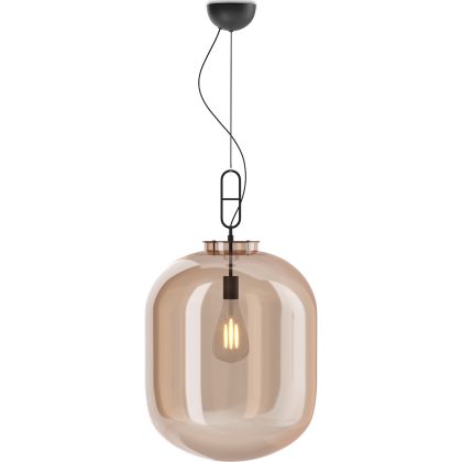 Buy Glass pendant light in modern design, metal and glass - Crada - Big Amber 60403 home delivery