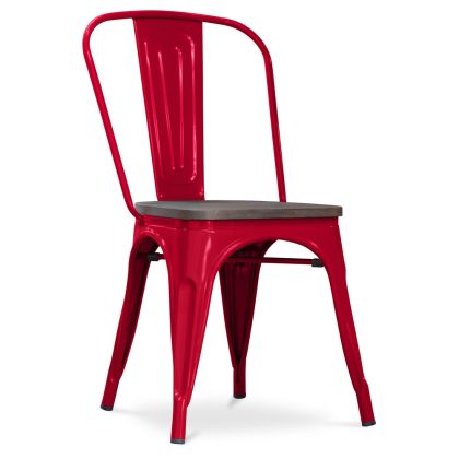 Buy Bistrot Metalix Chair Wooden seat New edition - Metal Red 59804 - prices
